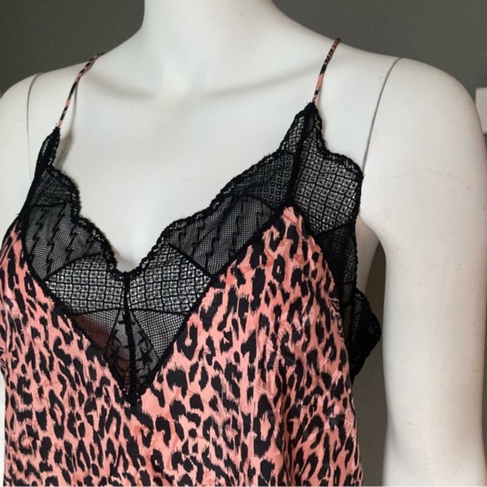 Zadig &‎ Voltaire top medium Slip Christy Camisole pink leopard lace silk NWT - Picture 8 of 12